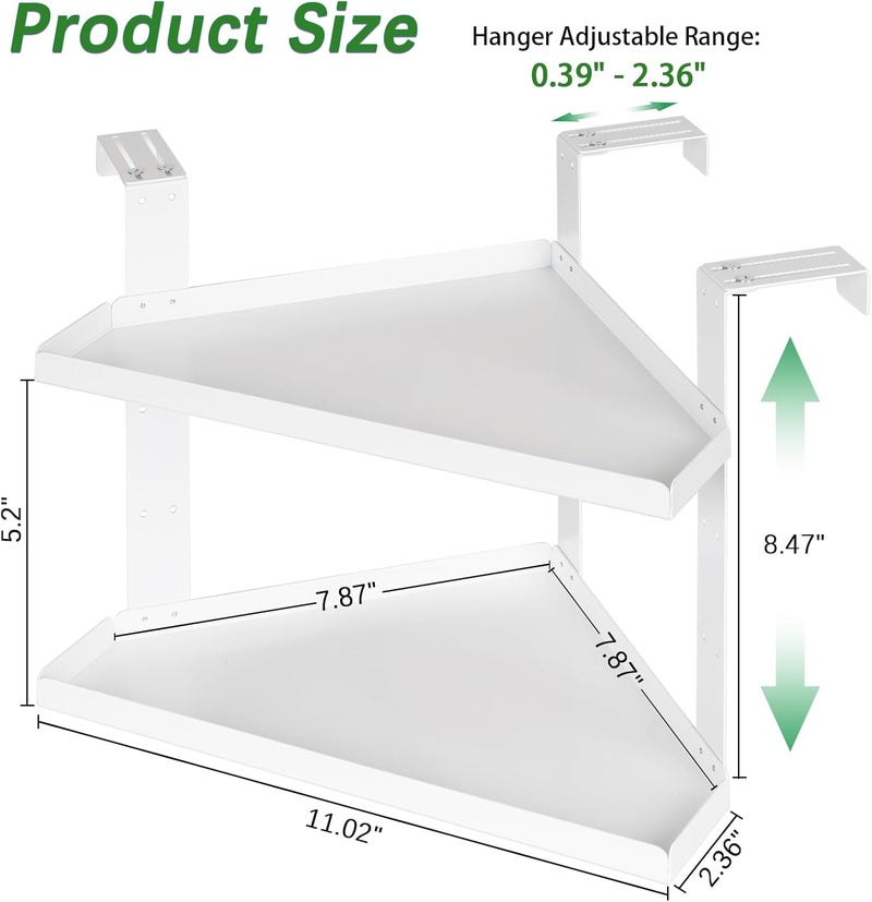 Olpchee Office Cubicle Shelf - Height Adjustable Corner Shelf with Adjustable Hooks - Image 3